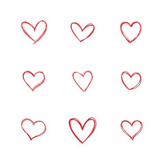 Doodle hearts collection, set of hand drawn heart illustrations.