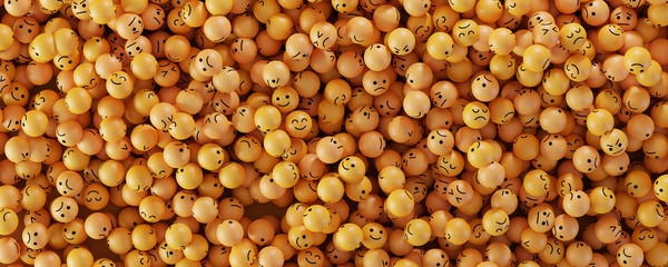 Infinite emoticons 3d rendering background, social media and communications concept