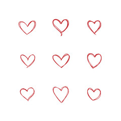 Doodle hearts collection, set of hand drawn heart illustrations.