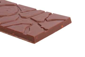 milk chocolate with nuts isolated on the white