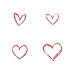 Doodle hearts collection, set of hand drawn heart illustrations.