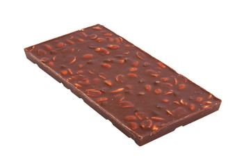 milk chocolate with nuts isolated on the white