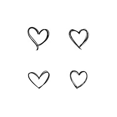 Doodle hearts collection, set of hand drawn heart illustrations.