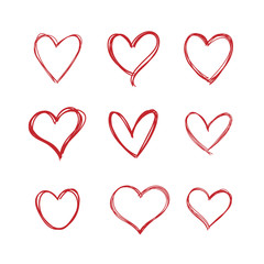 Doodle hearts collection, set of hand drawn heart illustrations.
