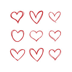 Doodle hearts collection, set of hand drawn heart illustrations.