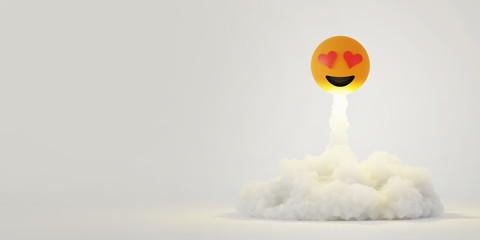 In love smile rocket launched, social media concepts, original 3d rendering and model
