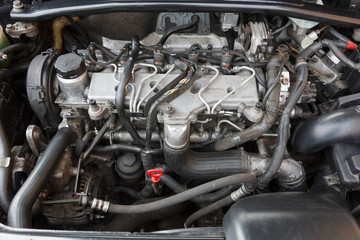 Diesel car engine without a decorative hood