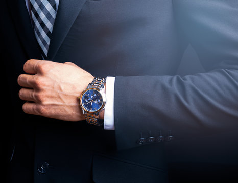 Business Man In Suit Tie And Watch