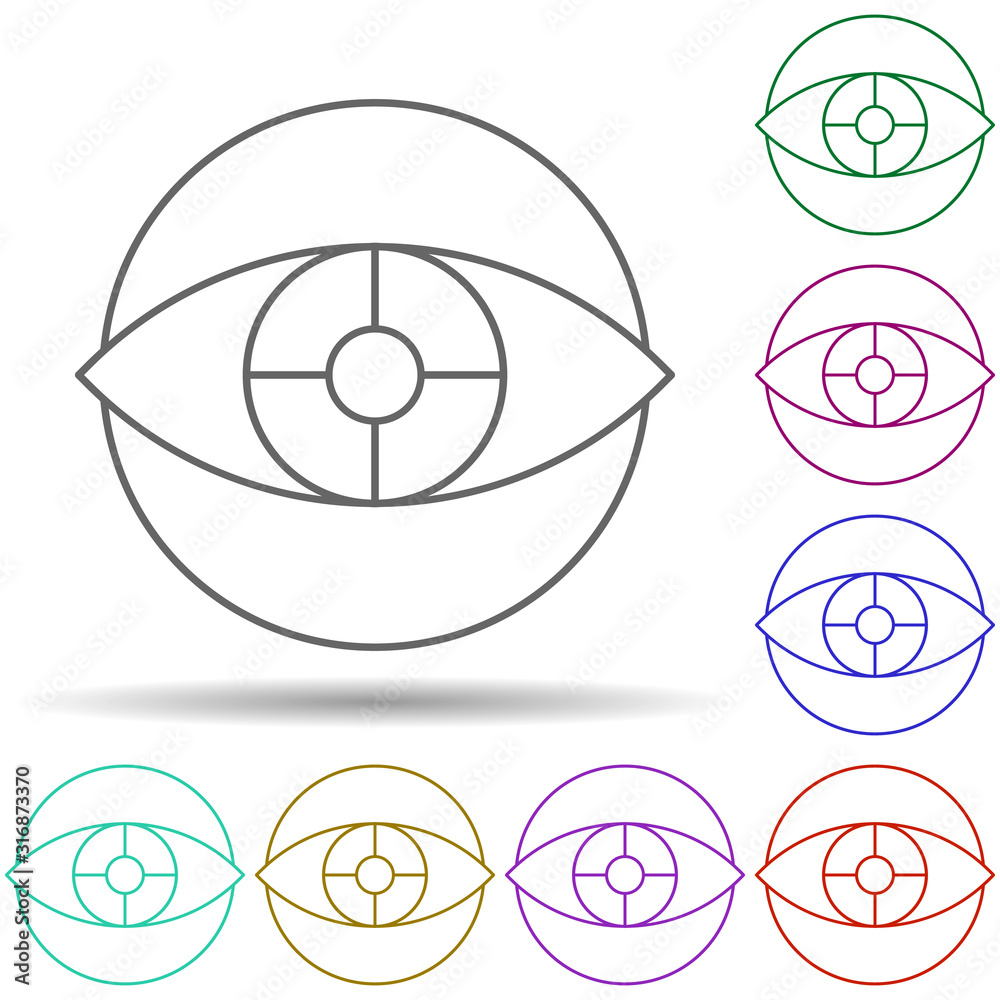 Poster robotic technology eye in multi color style icon. simple thin line, outline vector of robotisc icons