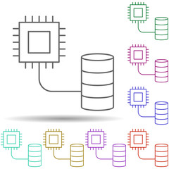 Robotic technology base chip data in multi color style icon. Simple thin line, outline vector of robotisc icons for ui and ux, website or mobile application