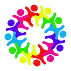 Kids representing teamwork, action and unity , colorful vector 