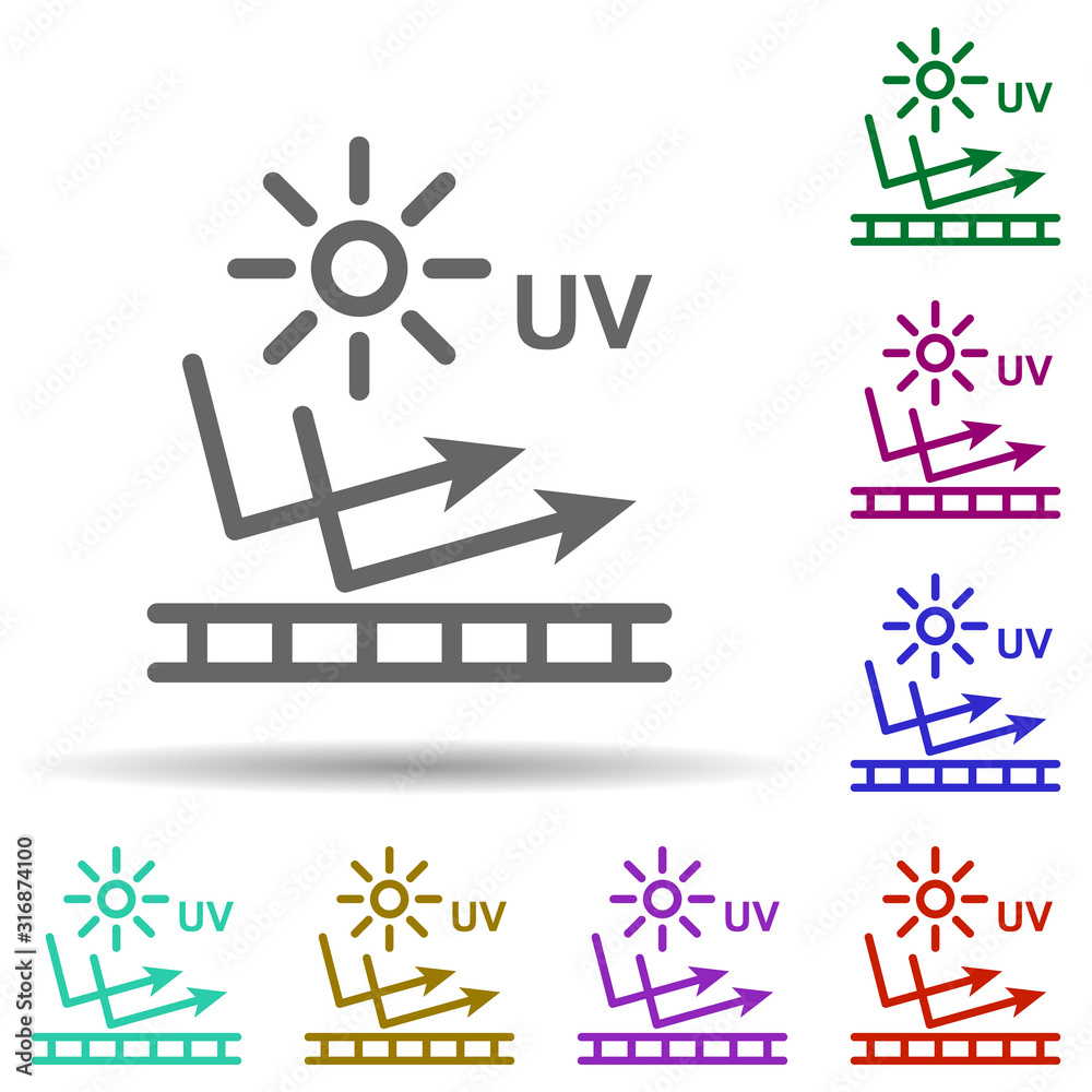 Poster ultraviolet in multi color style icon. simple thin line, outline vector of row matterial icons for u