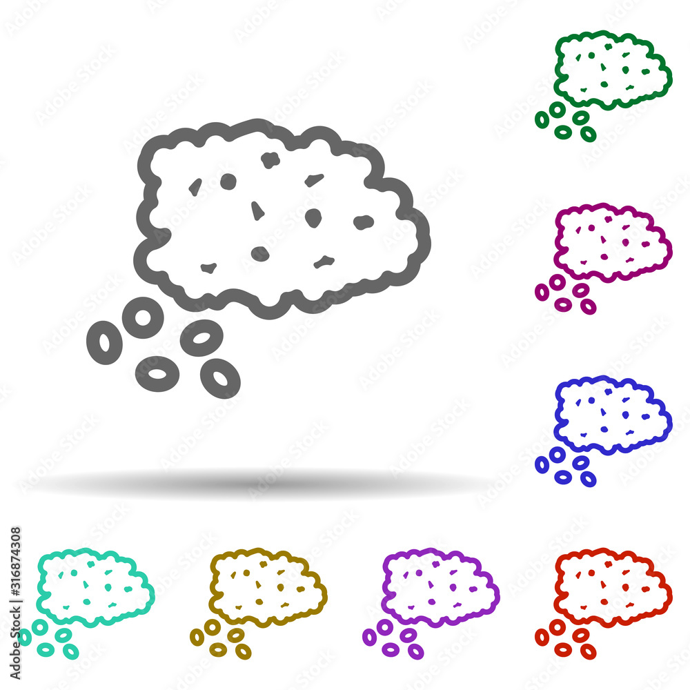Poster hd compounds in multi color style icon. simple thin line, outline vector of row matterial icons for 