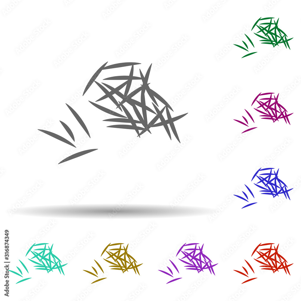Poster wood shaving in multi color style icon. simple thin line, outline vector of row matterial icons for 