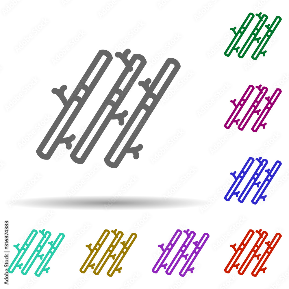 Poster bamboo in multi color style icon. simple thin line, outline vector of row matterial icons for ui and