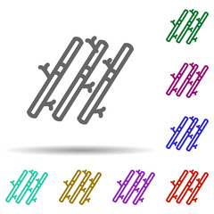 Bamboo in multi color style icon. Simple thin line, outline vector of row matterial icons for ui and ux, website or mobile application