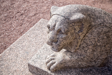 sculpture of lion.Saint Petersburge, Russia - September 17, 2018.