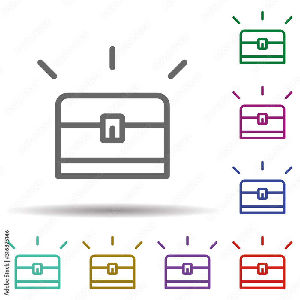 Poster chest in multi color style icon. simple thin line, outline vector of seaside icons for ui and ux, we