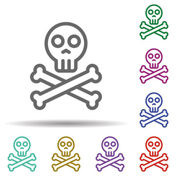 Skull in multi color style icon. Simple thin line, outline vector of seaside icons for ui and ux, website or mobile application
