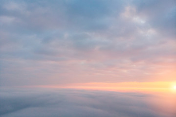 Fototapeta na wymiar Drone fly above a cloudy sky