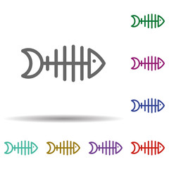 Fishbone in multi color style icon. Simple thin line, outline vector of seaside icons for ui and ux, website or mobile application