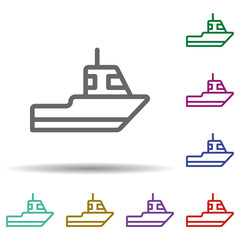 Fototapeta premium Sailboat in multi color style icon. Simple thin line, outline vector of seaside icons for ui and ux, website or mobile application