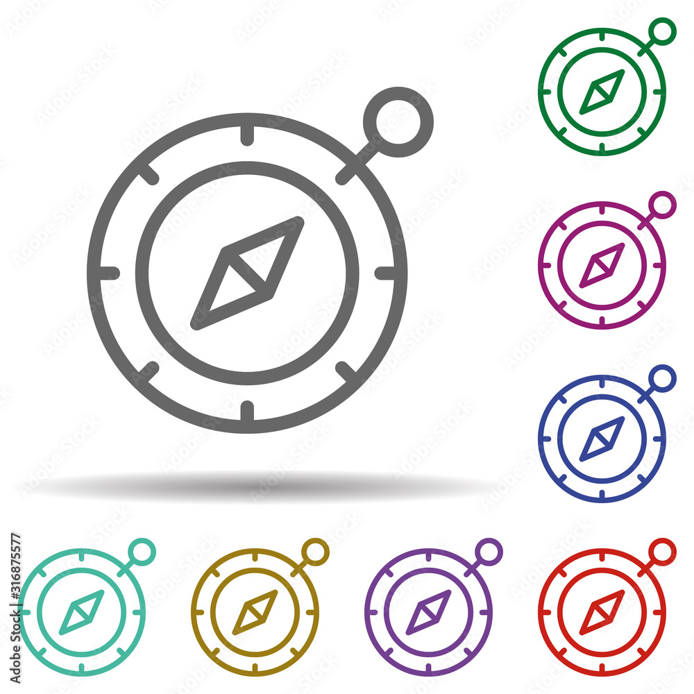 Poster compass in multi color style icon. simple thin line, outline vector of seaside icons for ui and ux, 