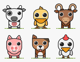 Vector cartoon farm animals series 1