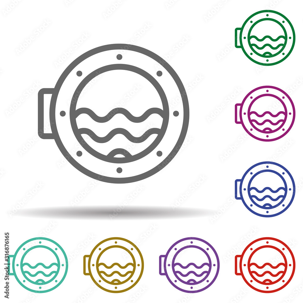 Poster porthole in multi color style icon. simple thin line, outline vector of seaside icons for ui and ux,