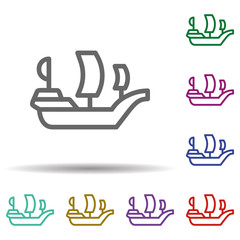 Vessel in multi color style icon. Simple thin line, outline vector of seaside icons for ui and ux, website or mobile application