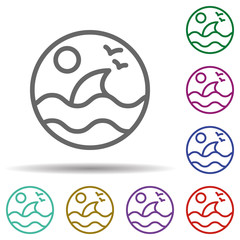Shark, sea in multi color style icon. Simple thin line, outline vector of seaside icons for ui and ux, website or mobile application