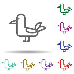 Seagull in multi color style icon. Simple thin line, outline vector of seaside icons for ui and ux, website or mobile application