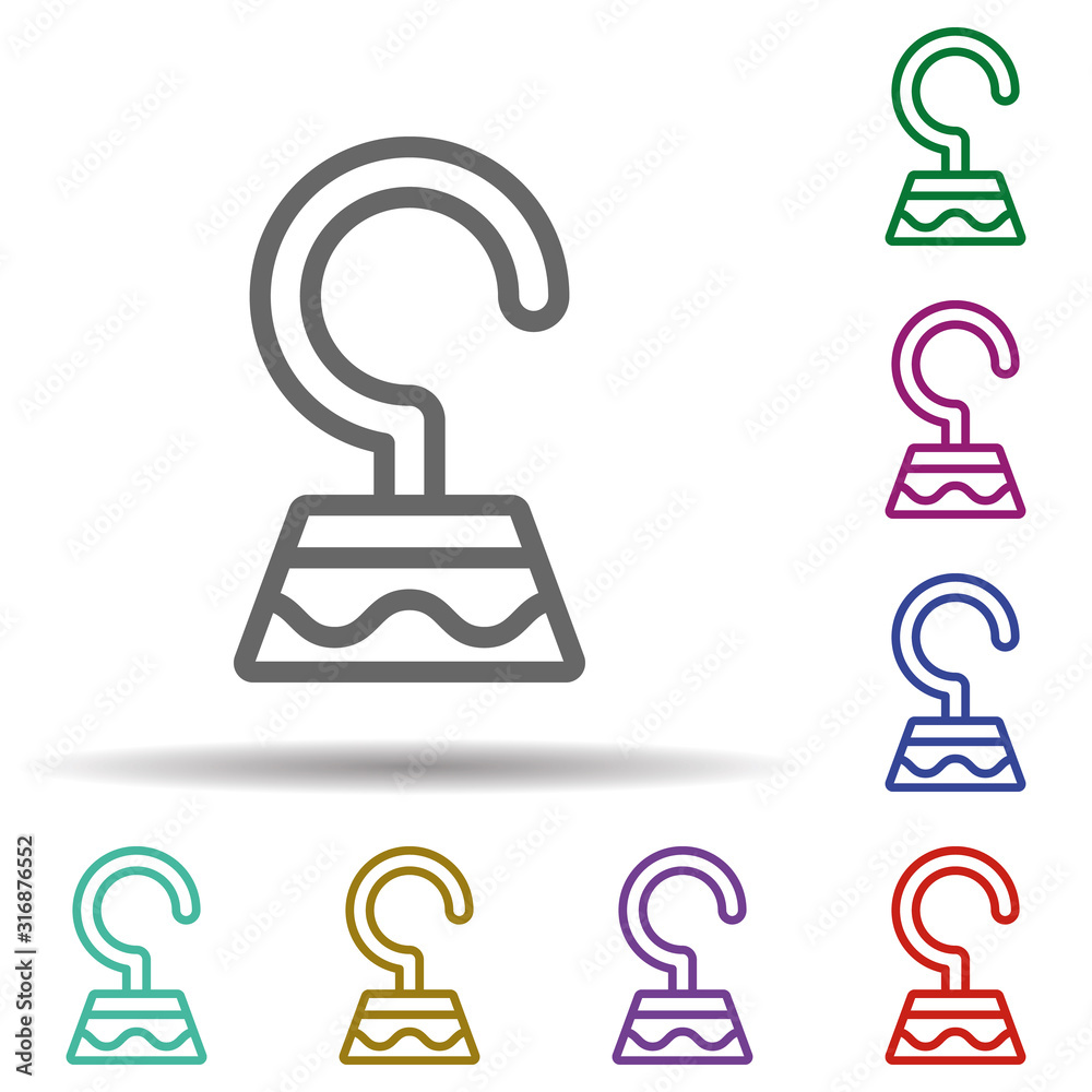 Poster hook in multi color style icon. simple thin line, outline vector of seaside icons for ui and ux, web