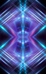 Ultraviolet abstract light. Light tunnel and laser lines. Violet and pink gradient. Modern background, neon light. Empty stage, spotlights, neon. Abstract light.