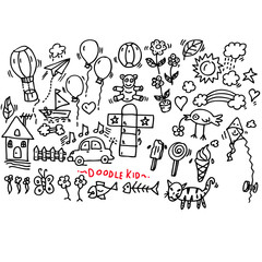 doodle kid, set of doodle elements 