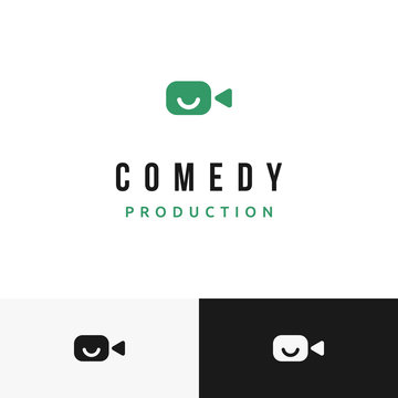 Simple and clever camera icon with smile inside logo design inspiration
