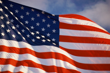 Fototapeta premium American flag waving in wind