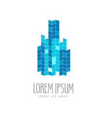 Fototapeta premium Modern business building logo. Company symbol vector