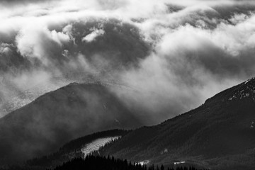 Art photo of winter alpine landscape.