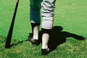 Legs of baseball player