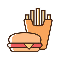 Color icon burger and french fries