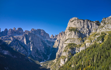 Fototapeta na wymiar Beautiful view of the Dolomites di Brenta group seen from Molveno