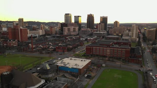 Aerial video Downtown Birmingham Alabama USA
