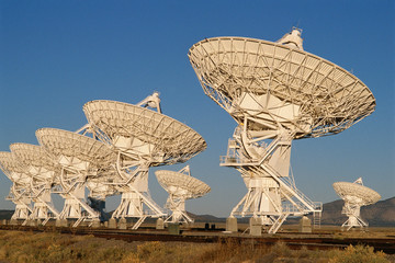 Field of VLA Very Large Array radio telescope dishes