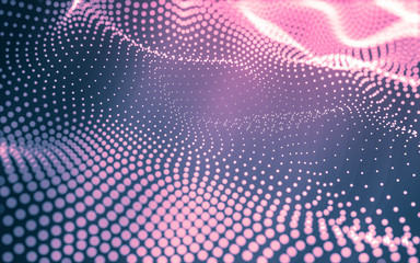 Abstract background. Molecules technology with polygonal shapes, connecting dots and lines. Connection structure. Big data visualization.