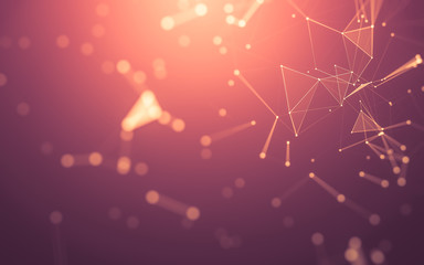 Abstract background. Molecules technology with polygonal shapes, connecting dots and lines. Connection structure. Big data visualization.