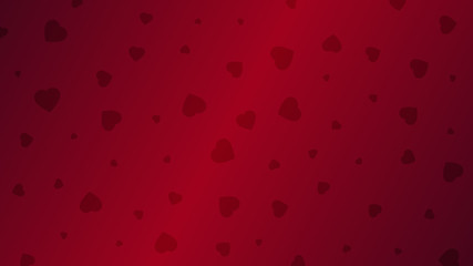 Valentine card with red fluffy hearts on red gradient background. Valentine's Day vector illustration