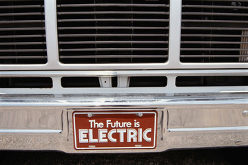 Fototapeta na wymiar License plate from electric car