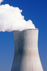 Steam billowing from nuclear power plant reactor