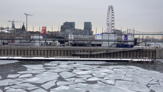 ice sheet melting in mid january in an urban area